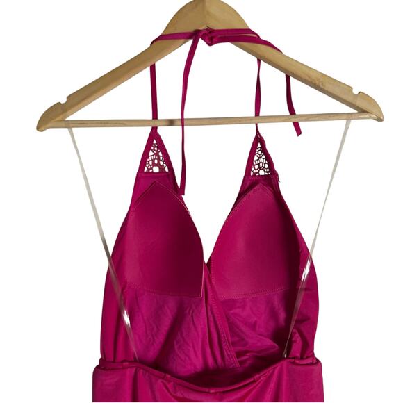 Seafolly Flower Festival Tahiti Pink Deep V Maillot One Piece Swimsuit Size 6 - Picture 10 of 12